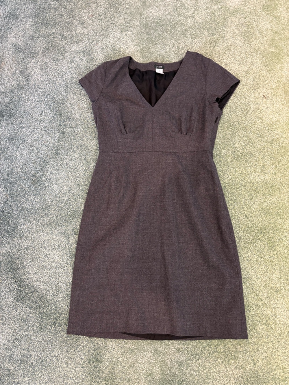 J. Crew Charcoal Heather V-Neck Midi Sheath Dress